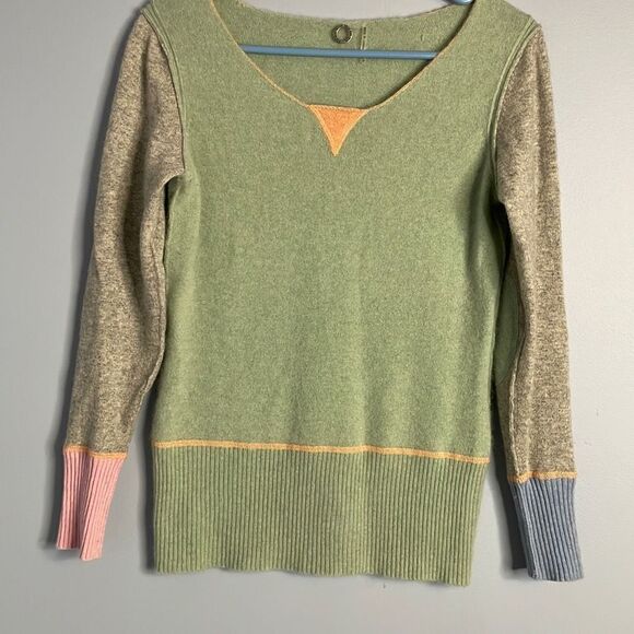 One Girl Who Cashmere Colorblok Pullover Sweater Anthropologie Small - Picture 1 of 7